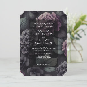 Schwarze und Lila Moody-Floral mit Details Einladung