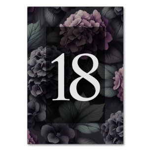 Schwarze und Lila Moody-Floral Tischnummer