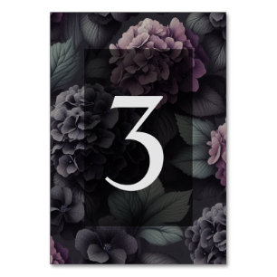 Schwarze und Lila Moody-Floral Tischnummer