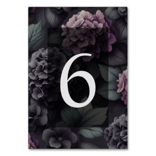 Schwarze und Lila Moody-Floral Tischnummer