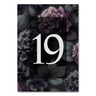 Schwarze und Lila Moody-Floral Tischnummer