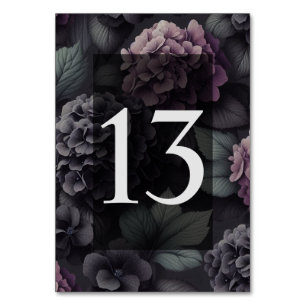 Schwarze und Lila Moody-Floral Tischnummer