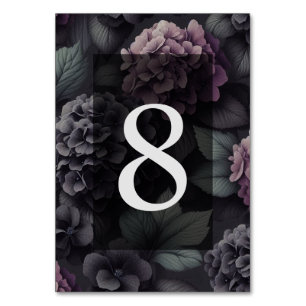 Schwarze und Lila Moody-Floral Tischnummer