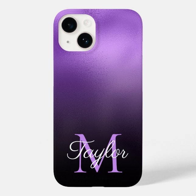 Schwarze und Lila Ombre-Imitate für Lilac Case-Mate iPhone 14 Hülle (Rückseite)