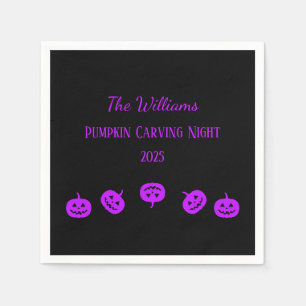 Schwarze und Lila Pumpkin Carving Night Napkins Serviette