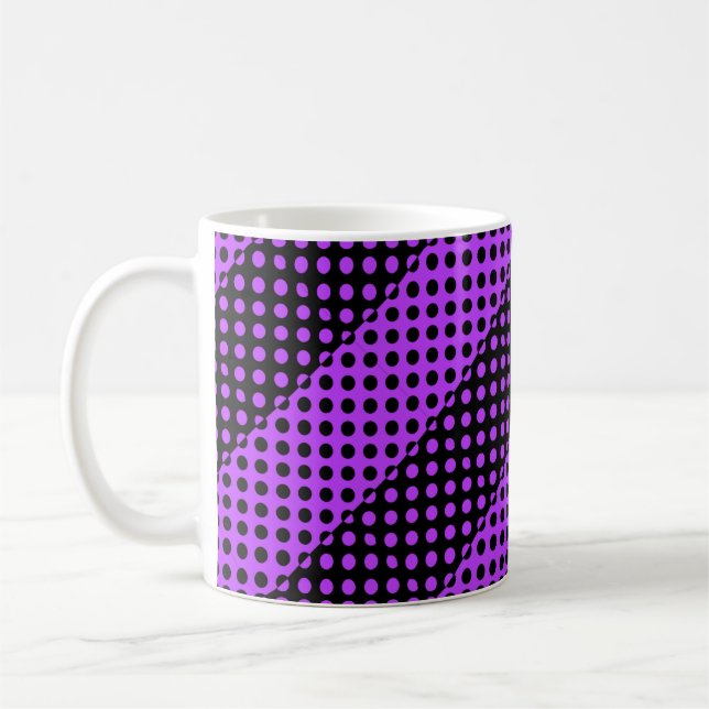 Schwarze und lila Punktmuster Kaffeetasse (Links)