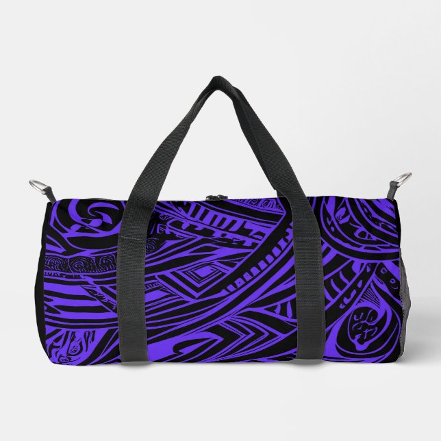 Schwarze und Lila Stämme Abstrakt Duffle Bag (Vorderseite)