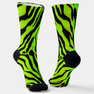 Schwarze und Limone Tigerstreifen Socken