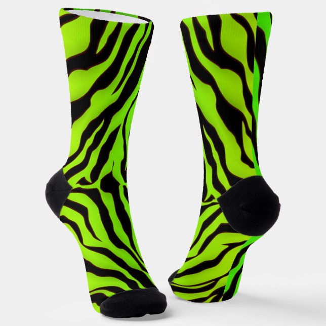 Schwarze und Limone Tigerstreifen Socken (Gewinkelt)