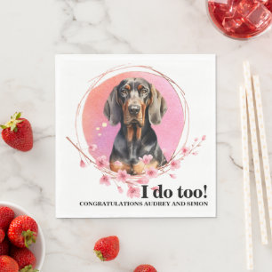 Schwarze und Lohfarbene Coonhound-Hochzeitsserviet Serviette