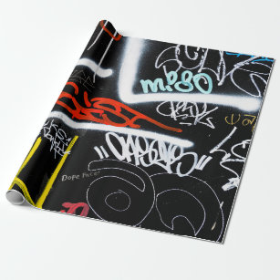 Schwarze und mehrfarbige Graffiti-Kunst Geschenkpapier