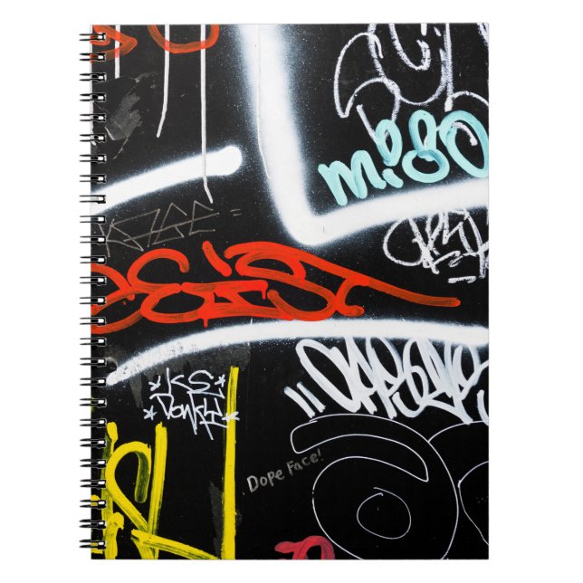 Schwarze und mehrfarbige Graffiti-Kunst Notizblock (Vorderseite)