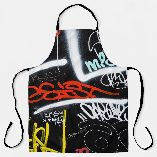 Schwarze und mehrfarbige Graffiti-Kunst Schürze (Vorderseite)