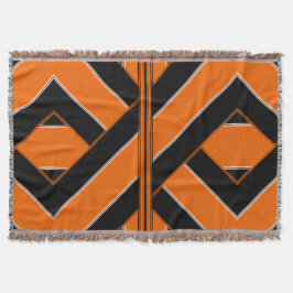 Schwarze und orange Einzigartig-Gemusterte Decke