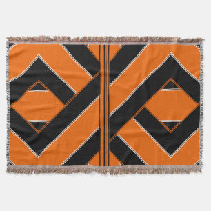 Schwarze und orange Einzigartig-Gemusterte Decke