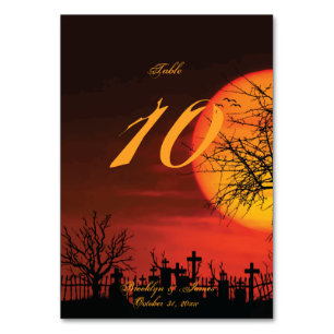 Schwarze und orange Halloween-Hochzeitstisch-Numme Tischnummer
