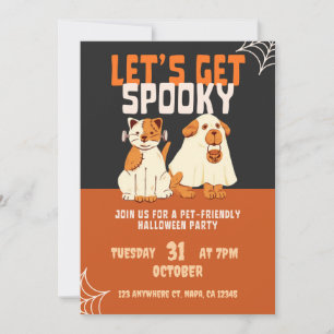 Schwarze und orange Halloween-Party für Haustiere Einladung