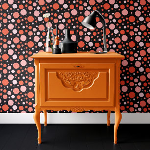 Schwarze und orange Halloween-Tupfen Tapete