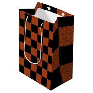 Schwarze und orange karierte Büffelkaros Mittlere Geschenktüte