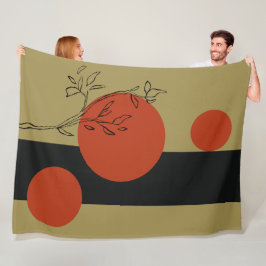 schwarze und orange Kreise geometrisches Muster Fleecedecke