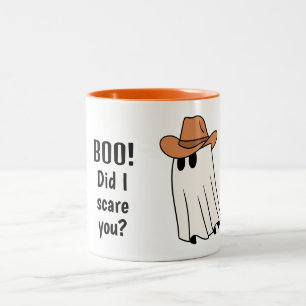 Schwarze und orange niedliche Halloween-Geister-Ta Zweifarbige Tasse