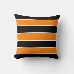 Schwarze und orange Streifen Kissen