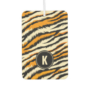 Schwarze und orange Tigerstreifen-Monogramm Autolufterfrischer