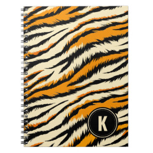Schwarze und orange Tigerstreifen-Monogramm Notizblock