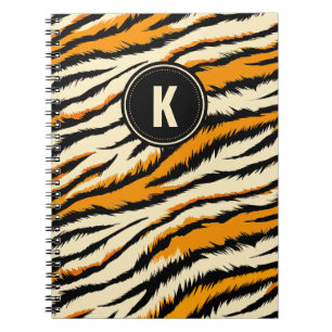 Schwarze und orange Tigerstreifen-Monogramm Notizblock