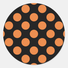 Schwarze und orangefarbene Polka-Punkte Runder Aufkleber