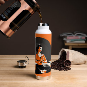 Schwarze und orangefarbene Yoga-Flasche Trinkflasche