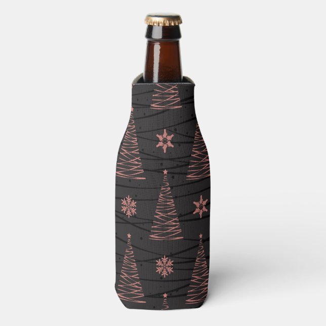 SCHWARZE UND PINKCHRISTMAS BÄUME & STERNE FLASCHENKÜHLER (Flaschenvorderseite)