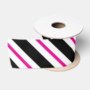 Schwarze und pinkfarbene Streifen Satinband