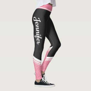 Schwarze und rosa, bläserne weiße Streifen und Nam Leggings