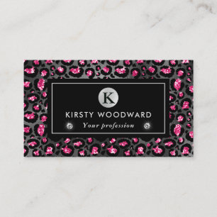 Schwarze und rosa glitzernde Leopardenflecken-Must Visitenkarte