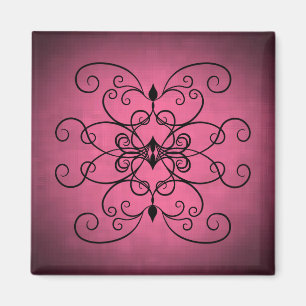 Schwarze und rosa Herzen und Wirbel Magnet