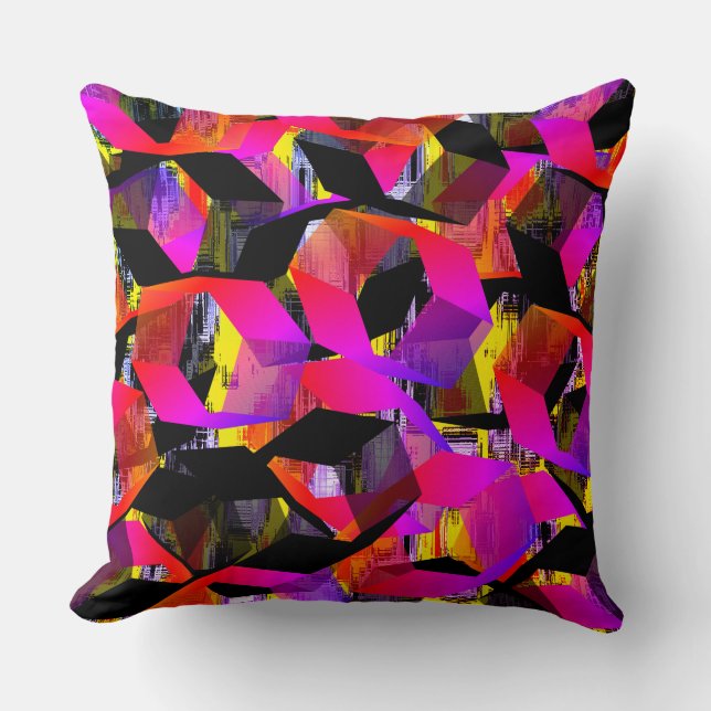 Schwarze und rosa Hexagonen auf pixelförmigen Bild Kissen (Vorderseite)