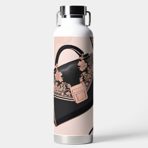 Schwarze und rosa KI-Kunst  Trinkflasche