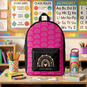 Schwarze und rosa Regenbogenkinder Bedruckter Rucksack