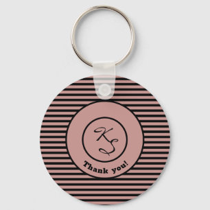 Schwarze und rosa Streifen individuelles Monogramm Schlüsselanhänger