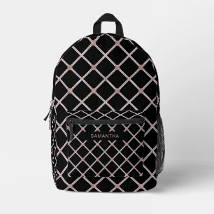 Schwarze und Rose Gold Diamantlinien (3) Bedruckter Rucksack