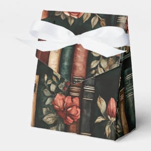 Schwarze und rote Bücher mit Blumen im Bücherregal Geschenkschachtel