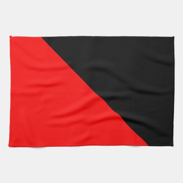 Schwarze und rote diagonale Flagge Handtuch (Horizontal)