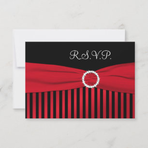 Schwarze und rote gestreifte Antwort-Karte RSVP Karte