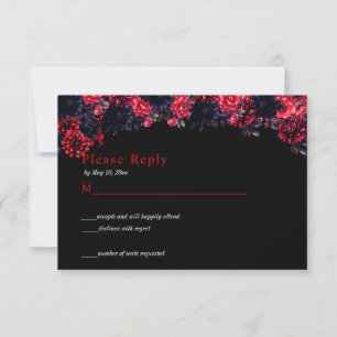 Schwarze und rote gotische Blumen dunkle RSVP-Kart RSVP Karte