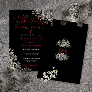Schwarze und rote gotische Rosen Hochzeit Einladung