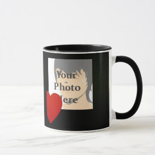 Schwarze und rote Herz-Foto-Rahmen-Tasse Tasse