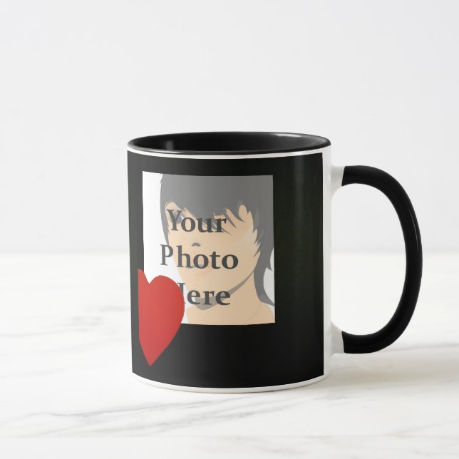 Schwarze und rote Herz-Foto-Rahmen-Tasse Tasse (Rechts)