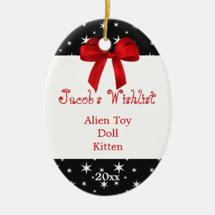 Schwarze und rote kundenspezifische Wishlist Keramik Ornament