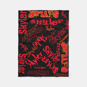 Schwarze und rote Neon-Flamme-Decken-Name-Collage Fleecedecke